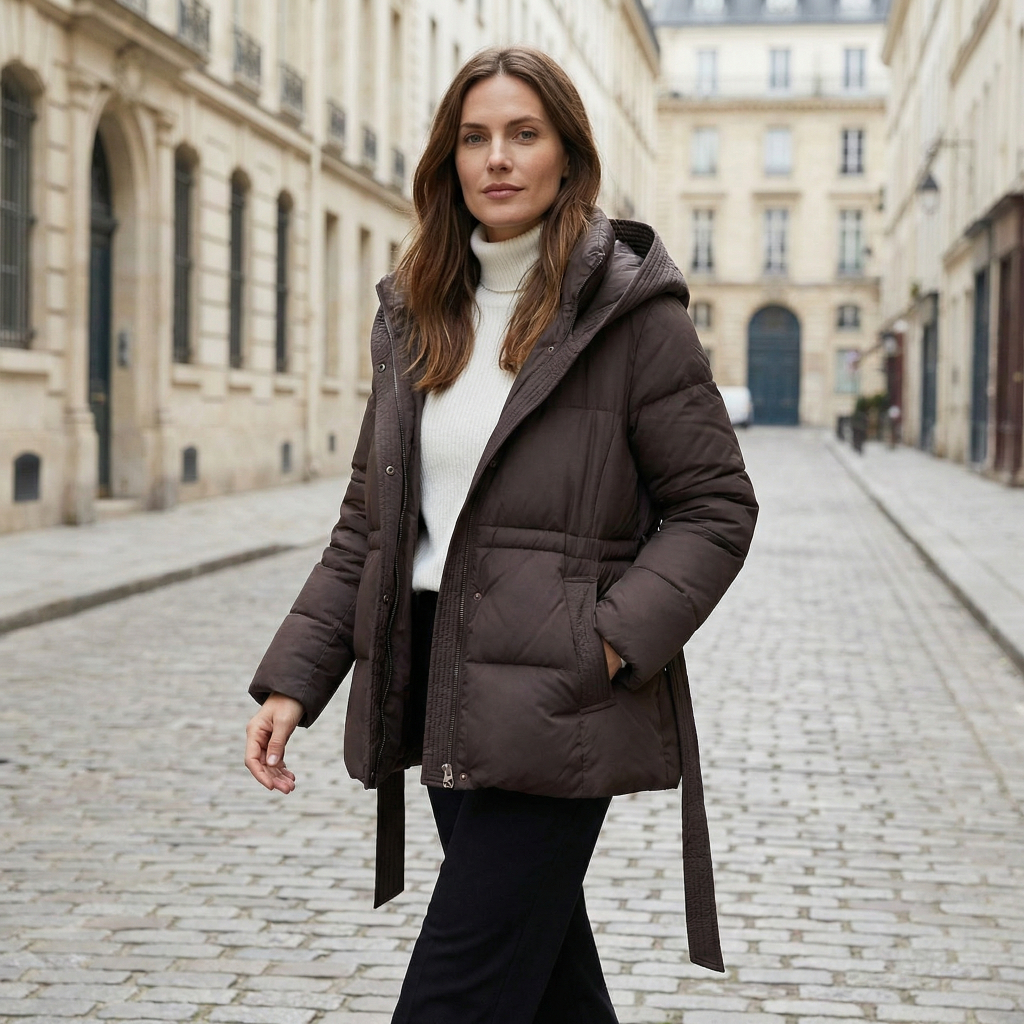 Women’s Quilted Jacket with Tie Belt