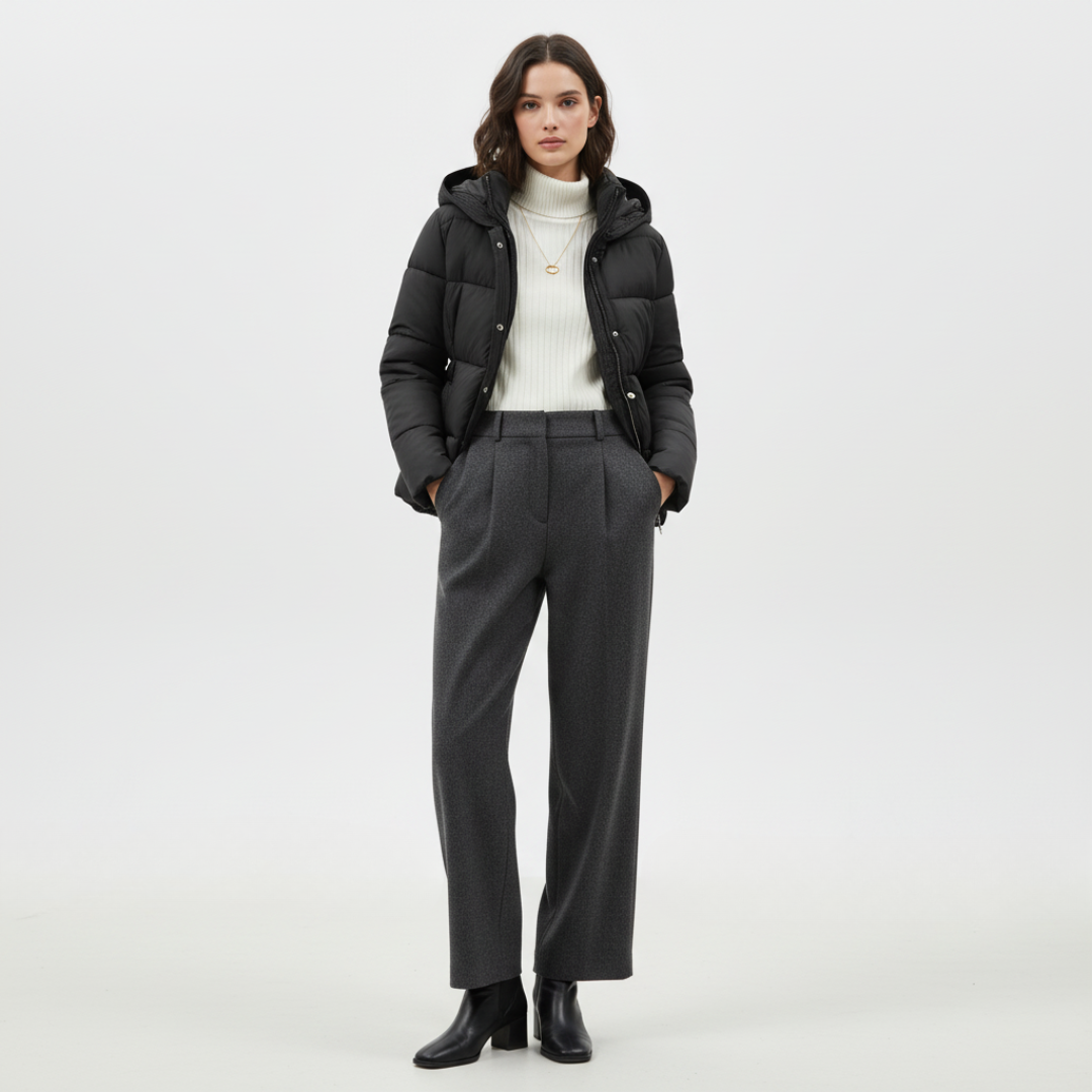 Women’s Quilted Jacket with Tie Belt