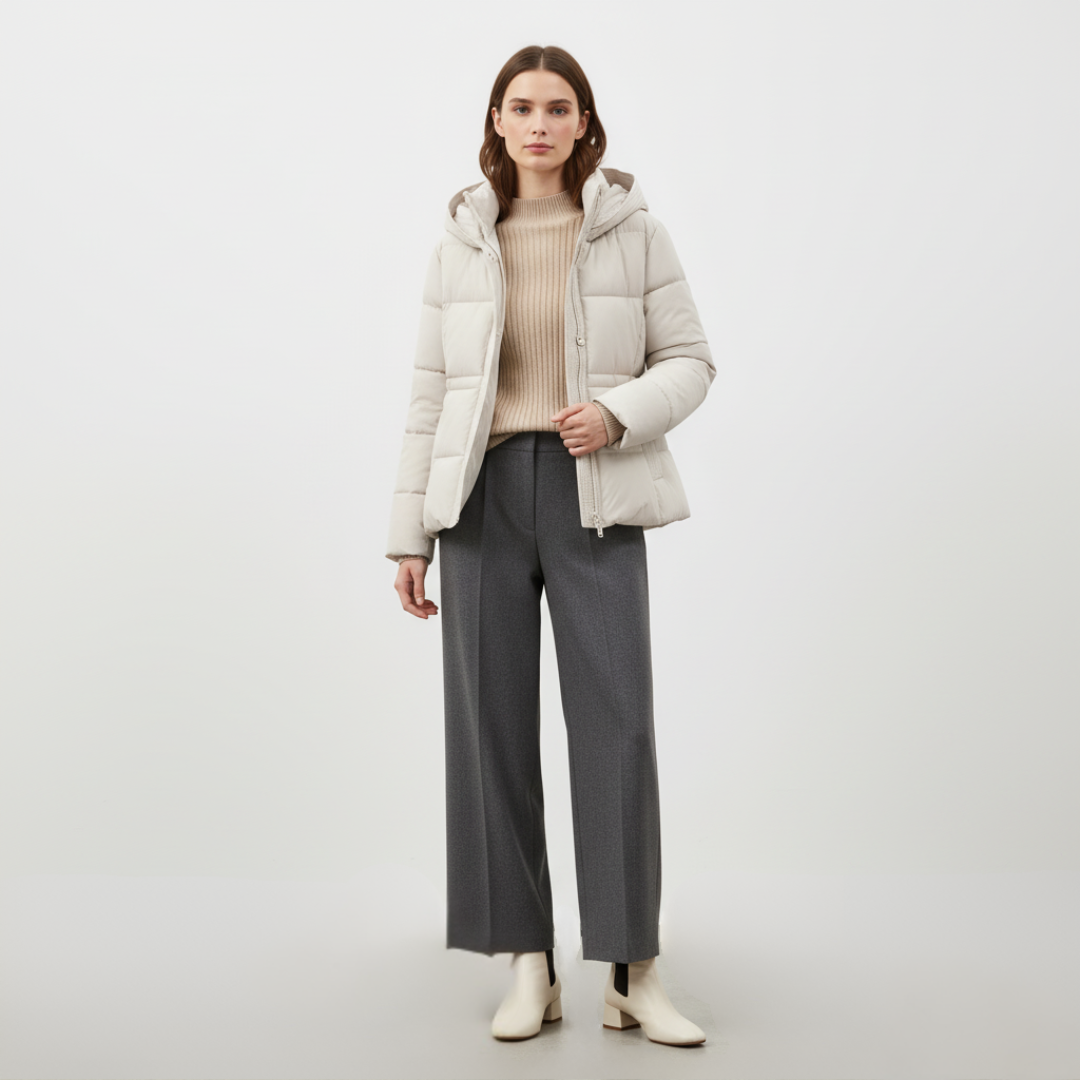 Women’s Quilted Jacket with Tie Belt