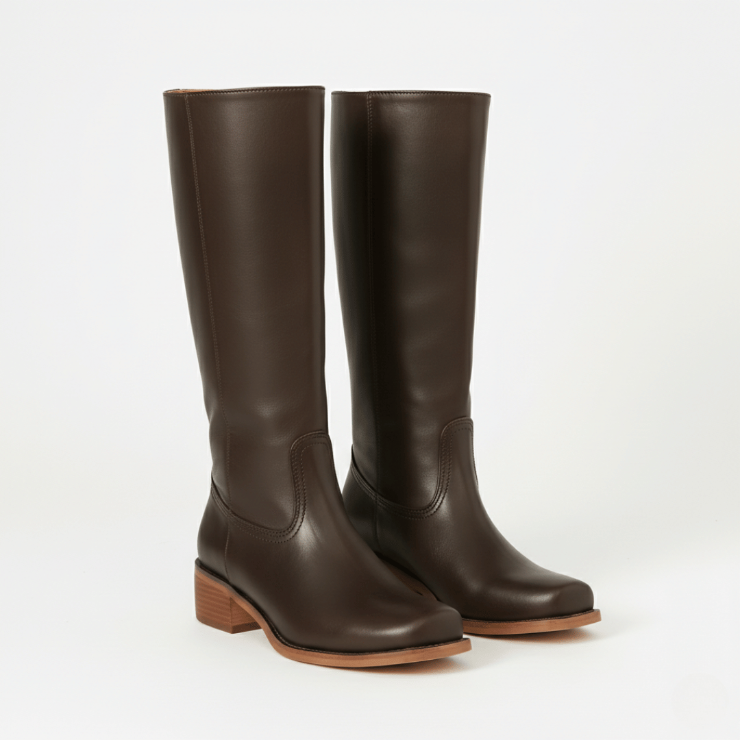 Women’s Slim Fit Knee-High Boots with Textured Sole