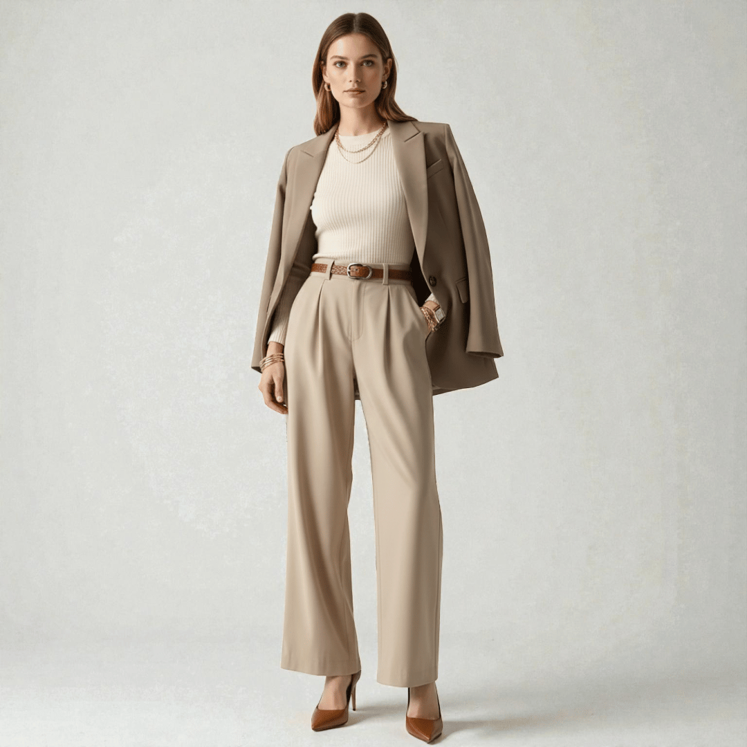 Women’s Straight-Cut Capri Pants with Light Sand Color