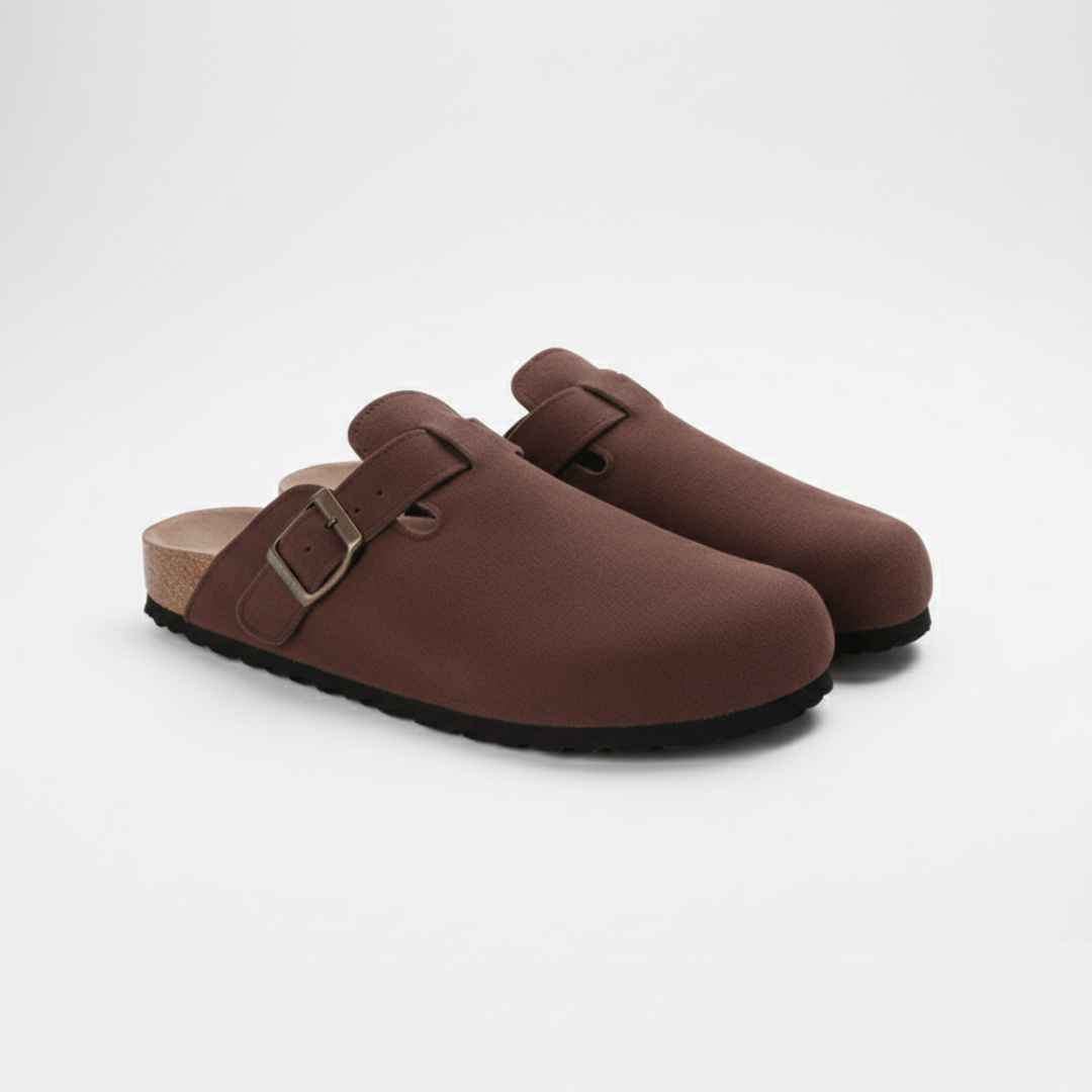 Women’s Suede Cork Slippers with Adjustable Straps