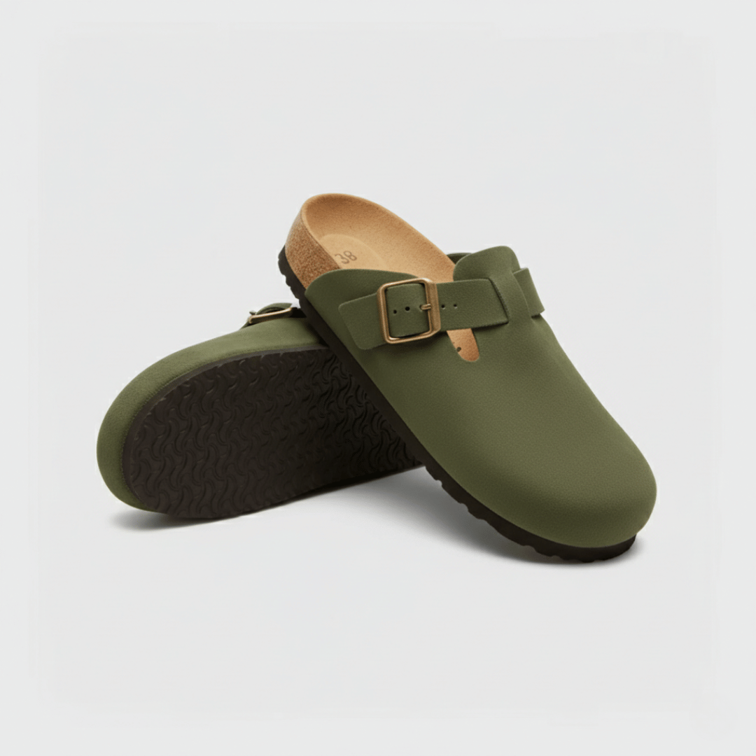 Women’s Suede Cork Slippers with Adjustable Straps