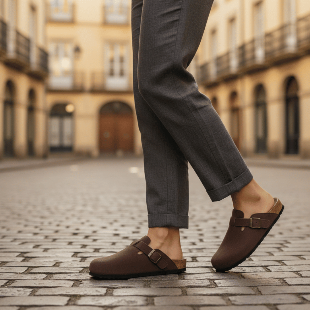 Women’s Suede Cork Slippers with Adjustable Straps