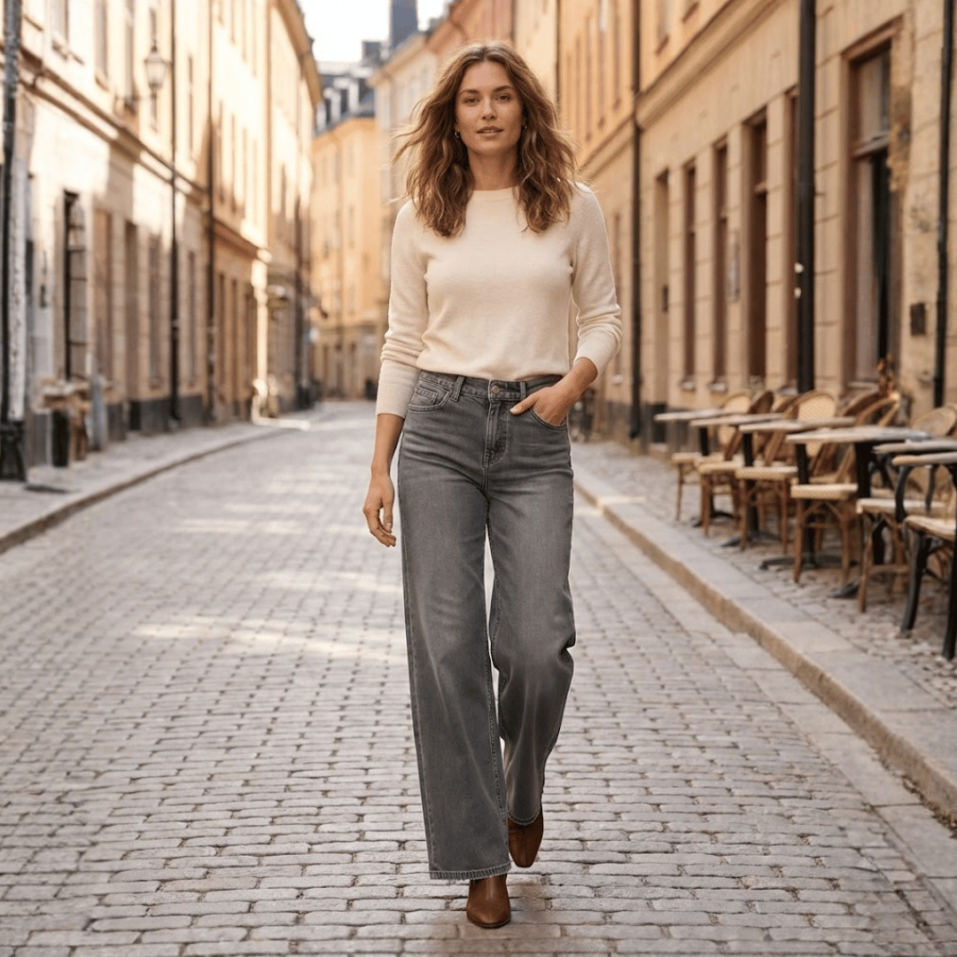 Women’s Wide-Leg Denim Jeans with Relaxed Fit