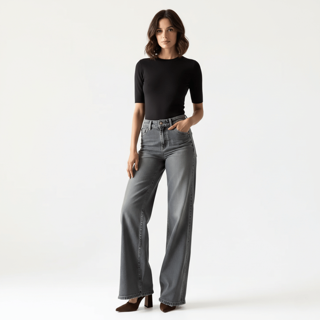 Women’s Wide-Leg Denim Jeans with Relaxed Fit