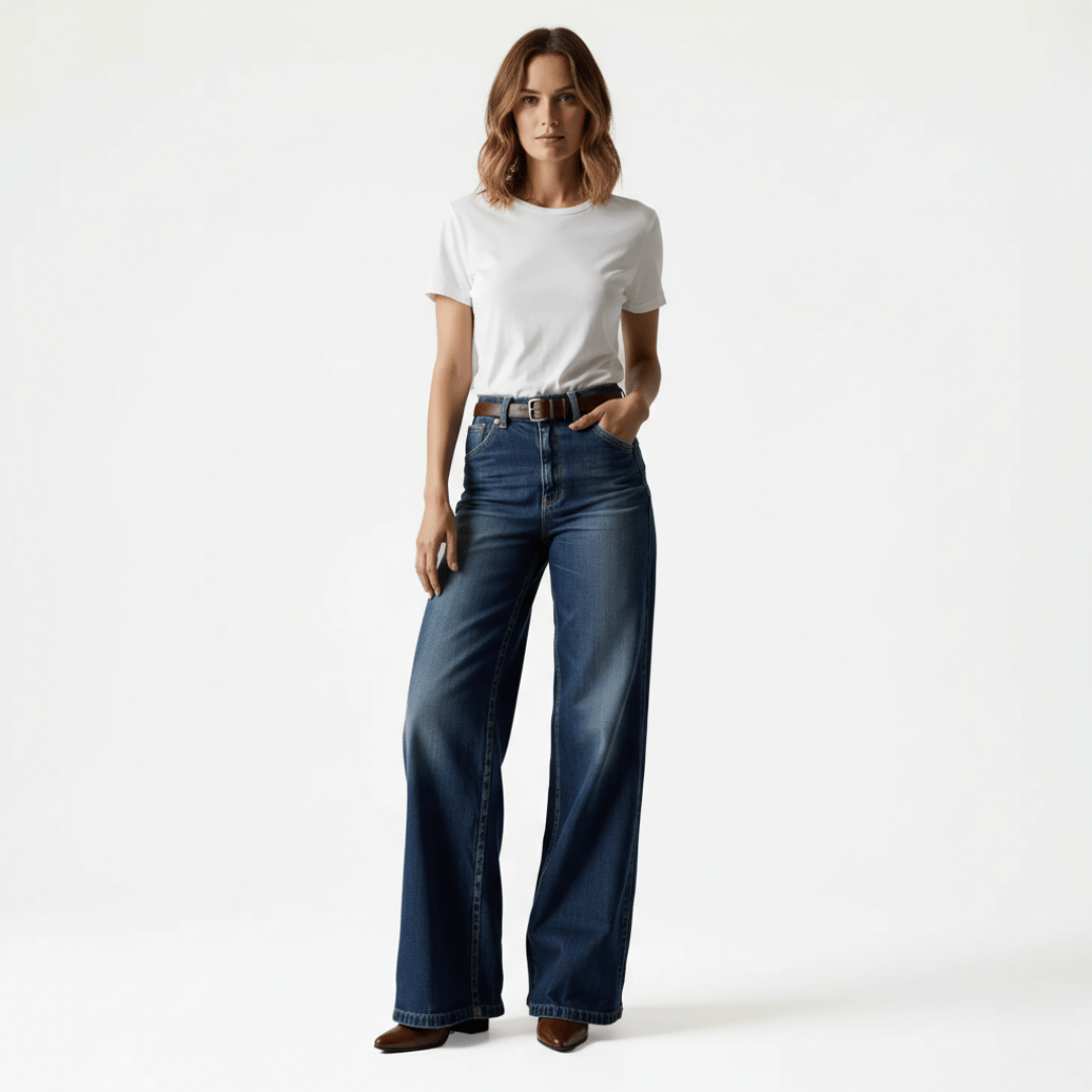 Women’s Wide-Leg Denim Jeans with Relaxed Fit