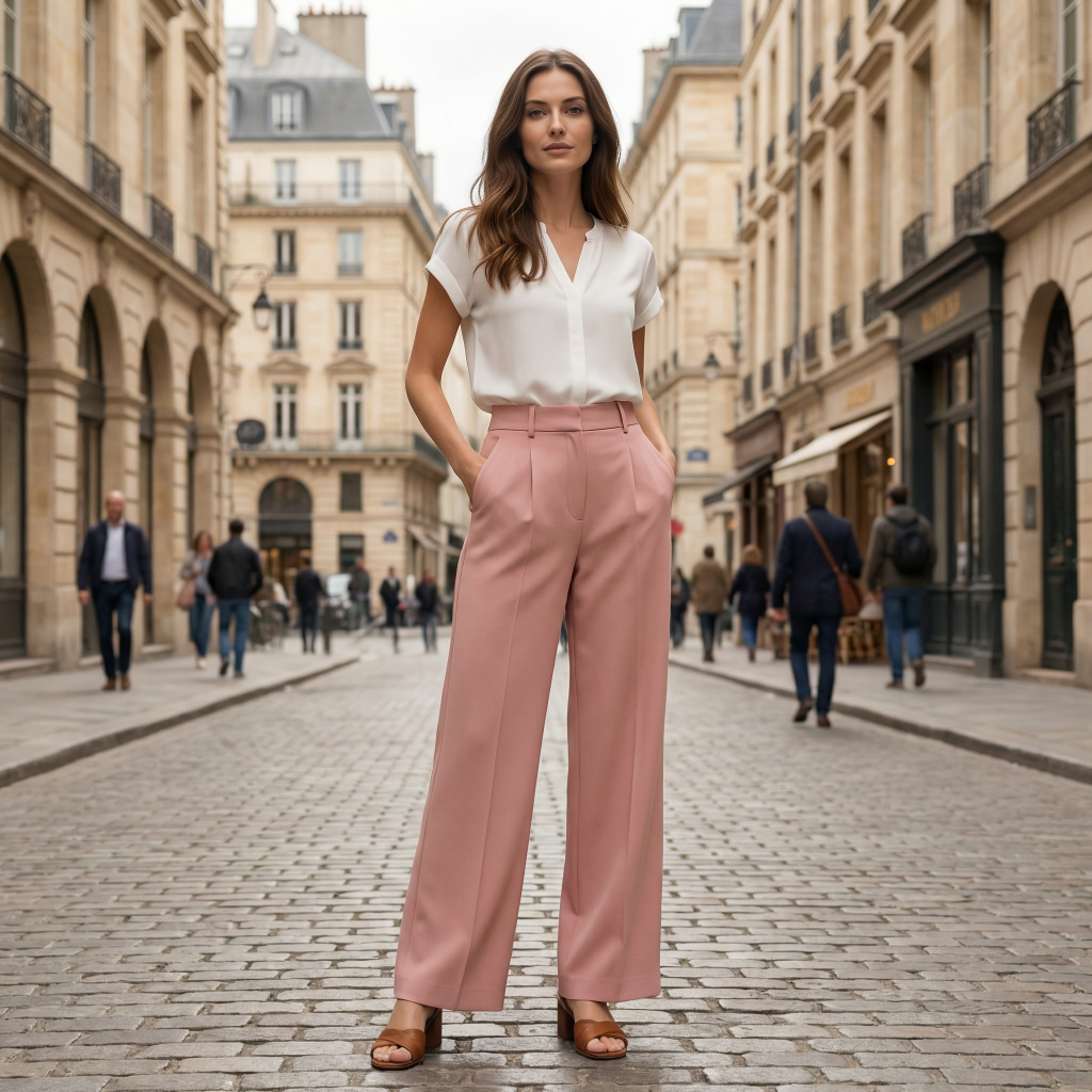 Women’s Wide-Leg Trousers with Waistband