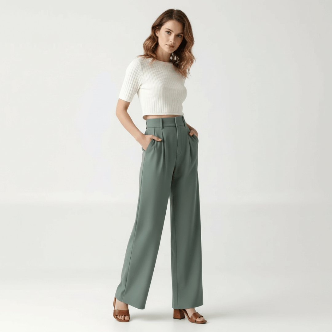 Women’s Wide-Leg Trousers with Waistband